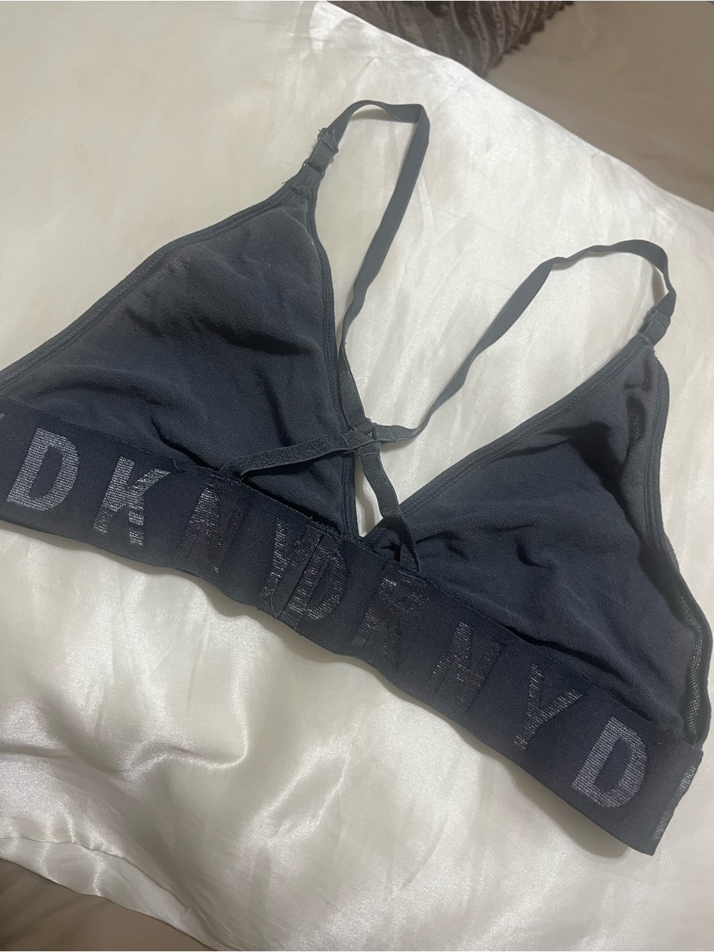 Dkny Black Logo Triangle Bralette